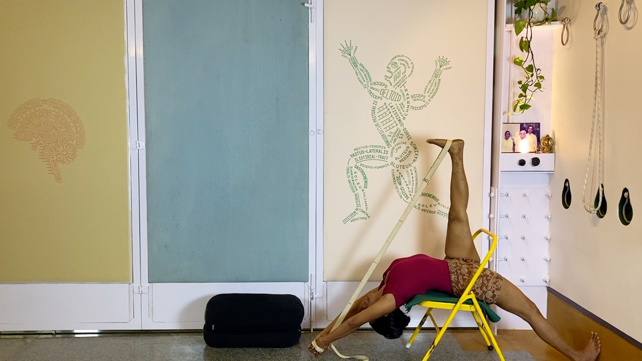 Supported Back Arches: Ekapada Viparita Dandasana on Chair - Image 9